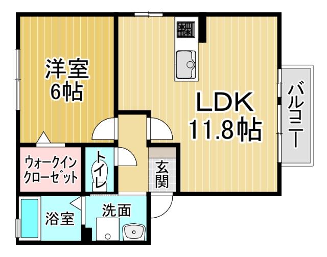 ルピナ B棟(1LDK/1階)の間取り写真