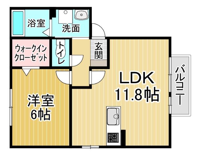 ルピナ B棟(1LDK/2階)の間取り写真