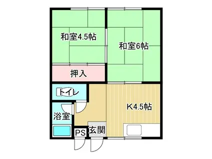 コーポ海苑(2DK/1階)の間取り写真