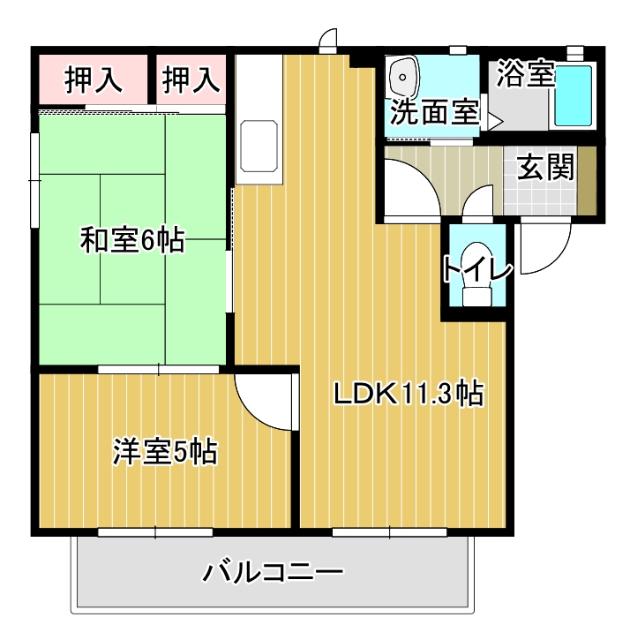 セトゥールインウエストB棟(2LDK/1階)の間取り写真