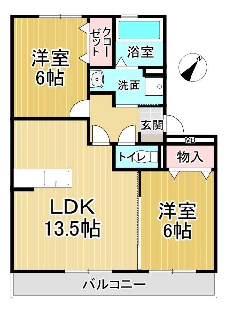 グランパルク(2LDK/3階)の間取り写真