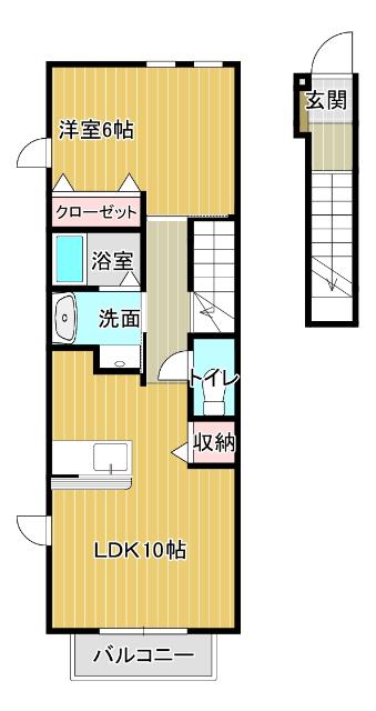 メゾン・コモド A(1LDK/2階)の間取り写真
