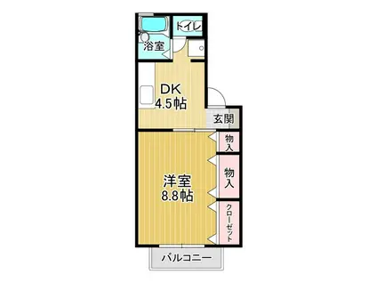 プレステージュ21 3棟(1DK/2階)の間取り写真