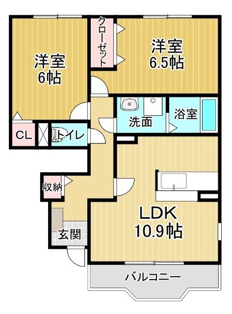 アルドーレ B(2LDK/1階)の間取り写真