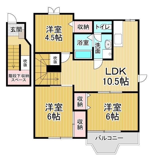 アウローラ Ⅲ(3LDK/2階)の間取り写真