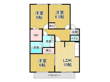 メゾンリヴェールD(3LDK/1階)の間取り写真