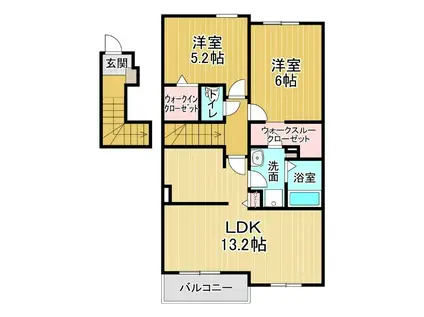 エルヴィータ B(2LDK/2階)の間取り写真