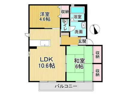 バリュージュ萌芽 D棟(2LDK/1階)の間取り写真