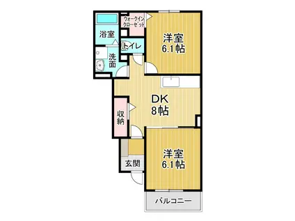 ファミールFUL FUL A(2DK/1階)の間取り写真