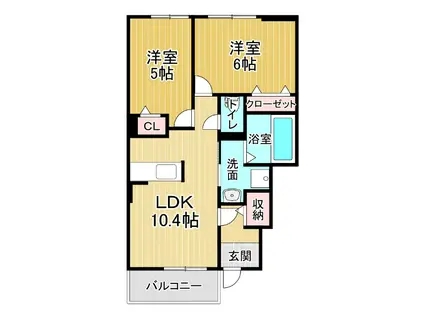 メイプレーヌ F(2LDK/1階)の間取り写真