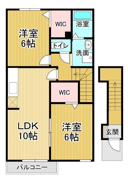 サスティナブル(2LDK/2階)の間取り写真