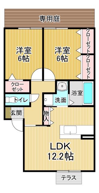 ミアータ(2LDK/1階)の間取り写真