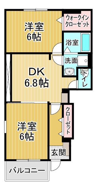 ルチェルナⅡ(2DK/1階)の間取り写真