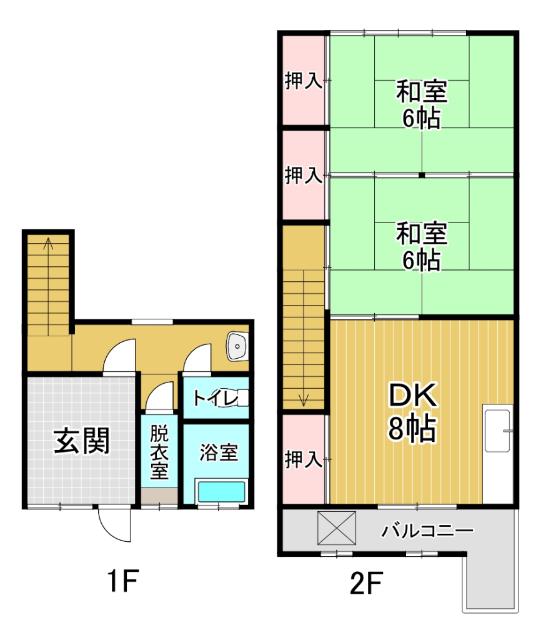 濱アパート(2DK/1階)の間取り写真