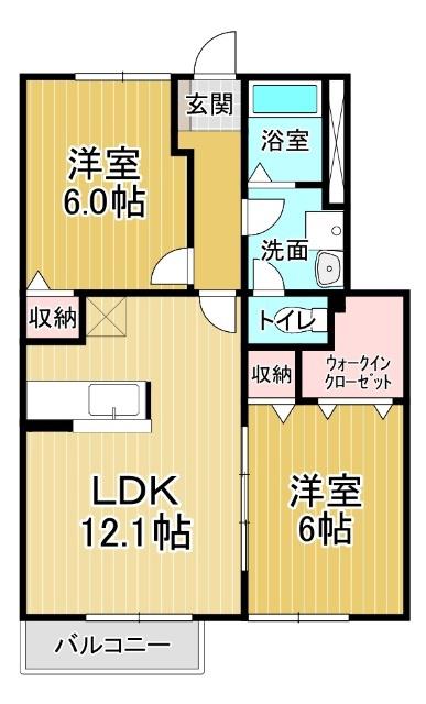 ルミナス北島A(2LDK/1階)の間取り写真