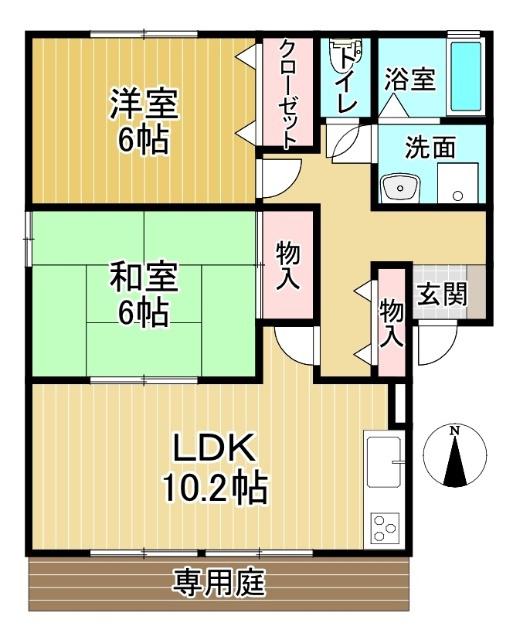 ラポール宮内A(2LDK/1階)の間取り写真