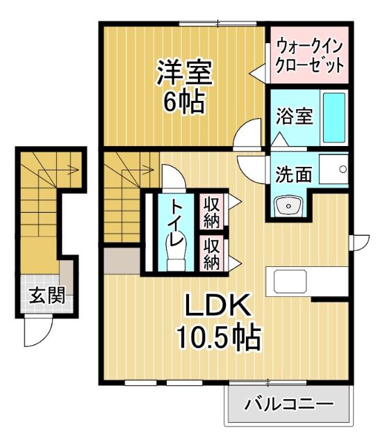 メゾン・コモド B(1LDK/2階)の間取り写真