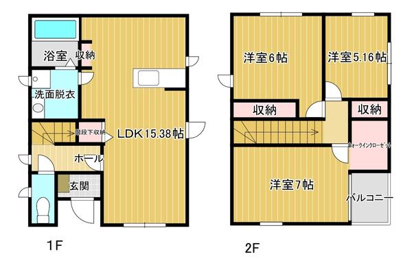 鳴門線 鳴門駅 バス乗車時間:11分 向喜来東バス停で下車 徒歩13分 2階建 築15年(3LDK)の間取り写真