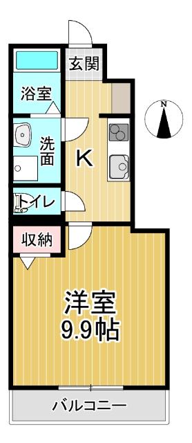 スターテラス古川B(1K/1階)の間取り写真
