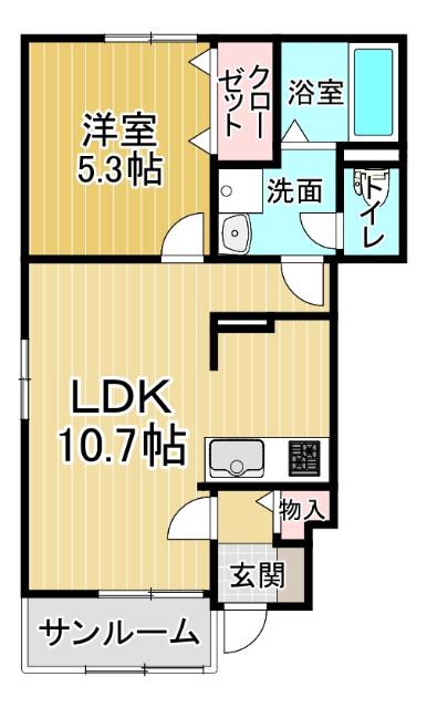FLAT Y V(1LDK/1階)の間取り写真