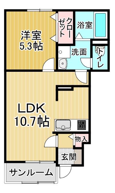FLAT Y V(1LDK/1階)の間取り写真