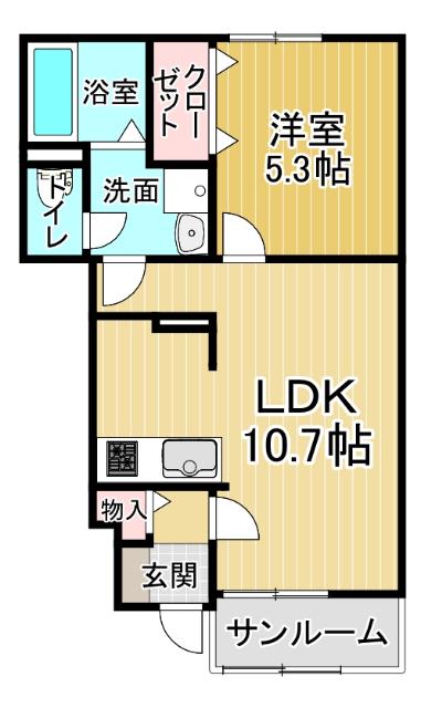 FLAT Y V(1LDK/1階)の間取り写真