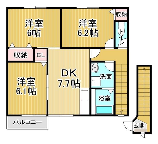 ジュネス99B(3DK/2階)の間取り写真