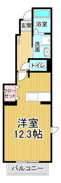 ルミナス藍住A(ワンルーム/1階)の間取り写真