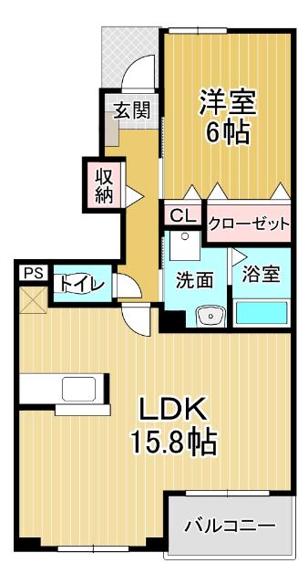 エテルノ A(1LDK/1階)の間取り写真