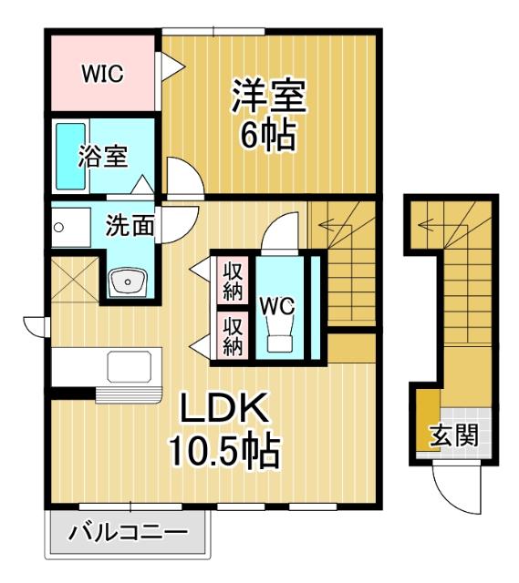 ネムス C(1LDK/2階)の間取り写真