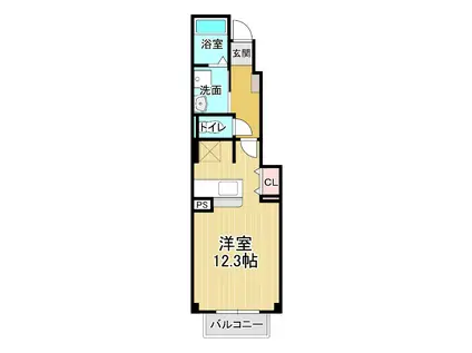 ソレイユ北島 A(ワンルーム/1階)の間取り写真