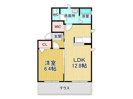 メゾンリヴェール B棟(1LDK/1階)の間取り写真