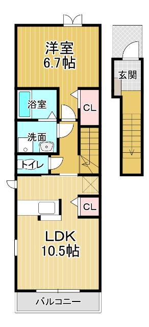プリマヴェーラ12(1LDK/2階)の間取り写真