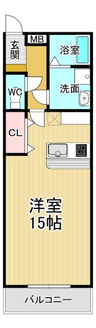 ドミール・イレブン(ワンルーム/2階)の間取り写真