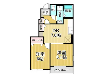 メゾン・M Ⅰ(2DK/1階)の間取り写真