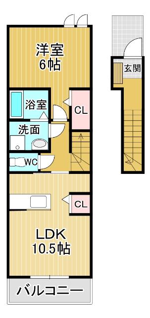 ヴィラ・グウルドイル(1LDK/2階)の間取り写真