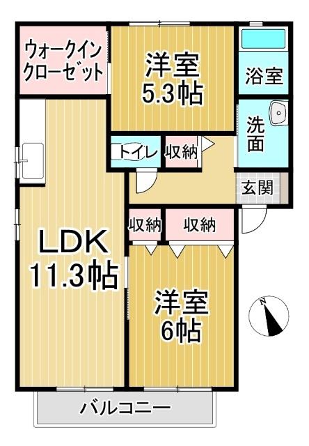 シャーメゾン ボン・コリーヌ A棟(2LDK/1階)の間取り写真