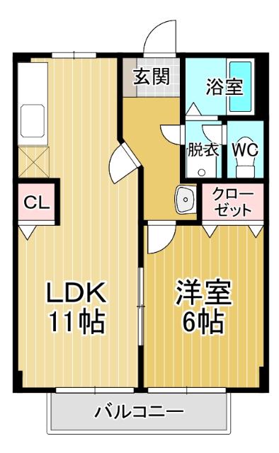 シャルマン北島 A(1LDK/1階)の間取り写真