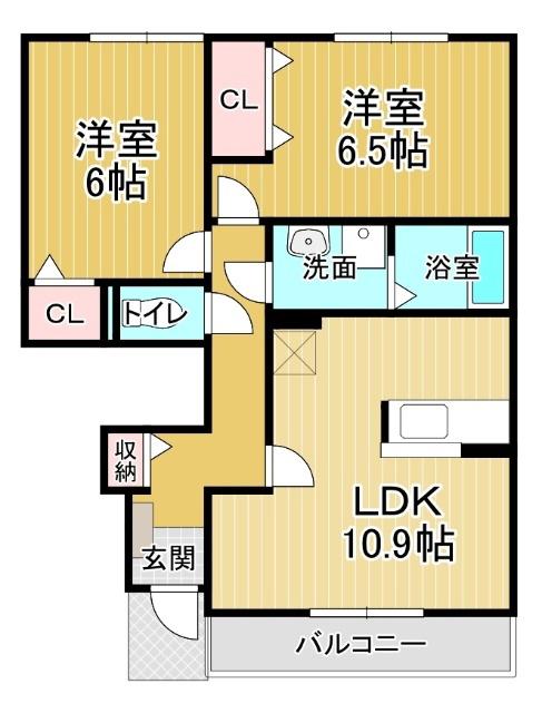 アルドーレ B(2LDK/1階)の間取り写真