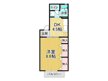 フロラシオン川内2(1DK/2階)の間取り写真