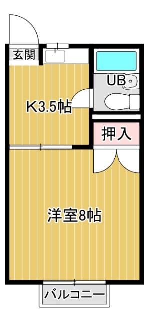 第2立岩ハイツ(1K/1階)の間取り写真
