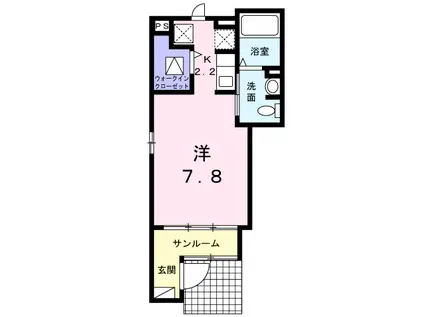 ファーマメント(ワンルーム/1階)の間取り写真