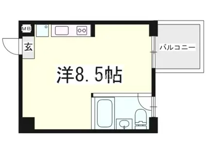 東海道本線 三ノ宮駅(ＪＲ) 徒歩4分 11階建 築13年(ワンルーム/10階)の間取り写真