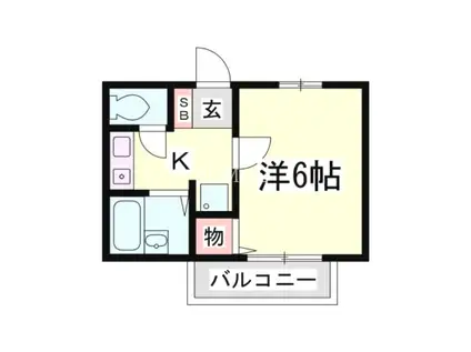 山陽本線 兵庫駅 徒歩7分 2階建 築28年(1K/2階)の間取り写真
