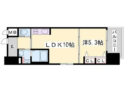東海道本線 三ノ宮駅(ＪＲ) 徒歩7分 11階建 築13年(1LDK/2階)の間取り写真