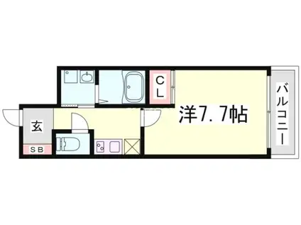 山陽本線 兵庫駅 徒歩8分 15階建 築10年(1K/15階)の間取り写真