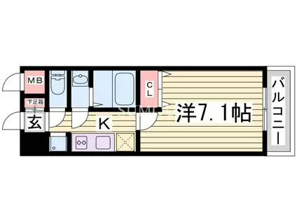 東海道本線 三ノ宮駅(ＪＲ) 徒歩7分 13階建 築18年(1K/10階)の間取り写真
