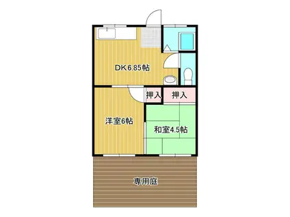 和泉ハイツ C棟(2DK/1階)の間取り写真