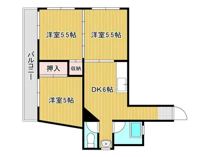 和泉ハイツ C棟(3DK/2階)の間取り写真