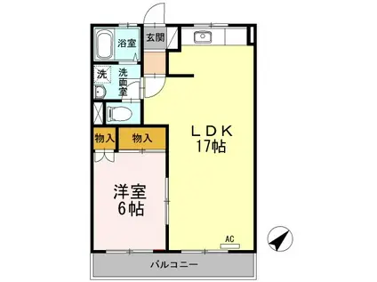 ソレイアード(1LDK/2階)の間取り写真